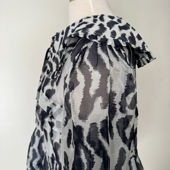 NWT Maeve Long-Sleeve Peter Pan Collared Sheer Mini Ruffled Dress - Picture 8 of 16